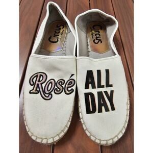 Sam Edelman Circus‎ Rose All Day White Shimmer Espadrille Flats Shoes Women's 8